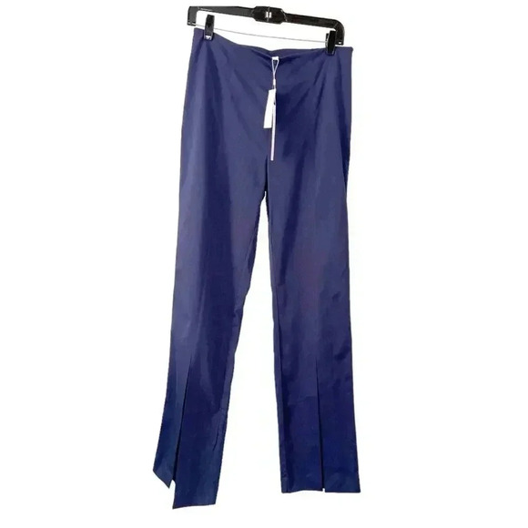 NWT Jonathan Simkhai Chase Front Slit Cotton-blend Pants Midnight size 6 - Picture 2 of 12
